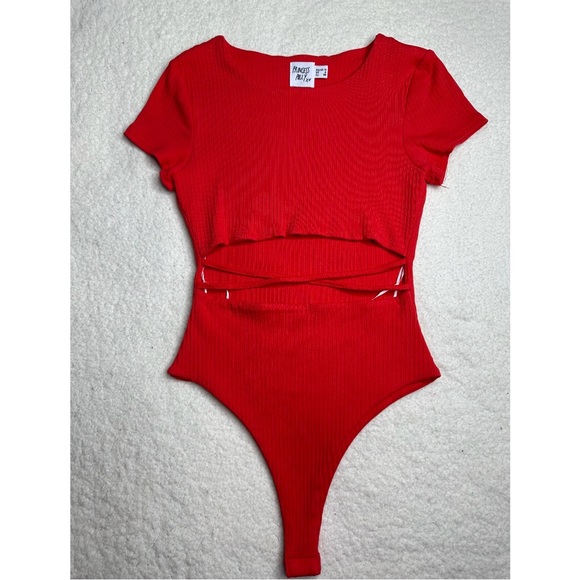 *PRINCESS POLLY* Nicola Red Cutout Bodysuit - Picture 4 of 12